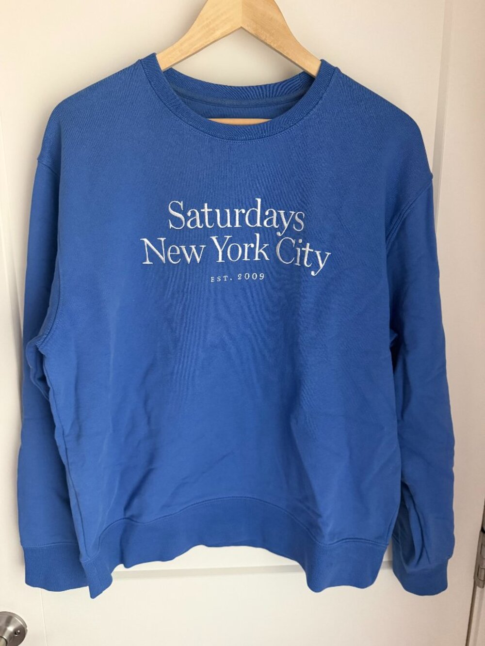 Saturdays NYC Blue Embroidered Logo Crewneck Sweatshirt M